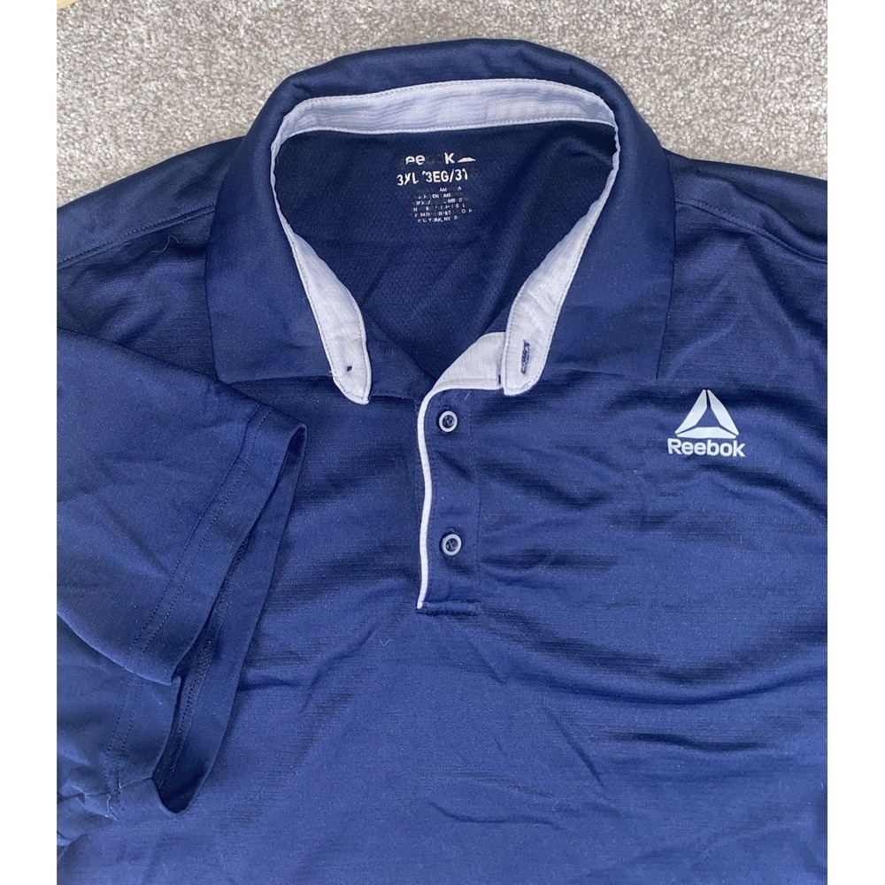 Reebok Golf Polo Shirt Mens 3XL Short Sleeve Solid Blue Stretch Performance Prep